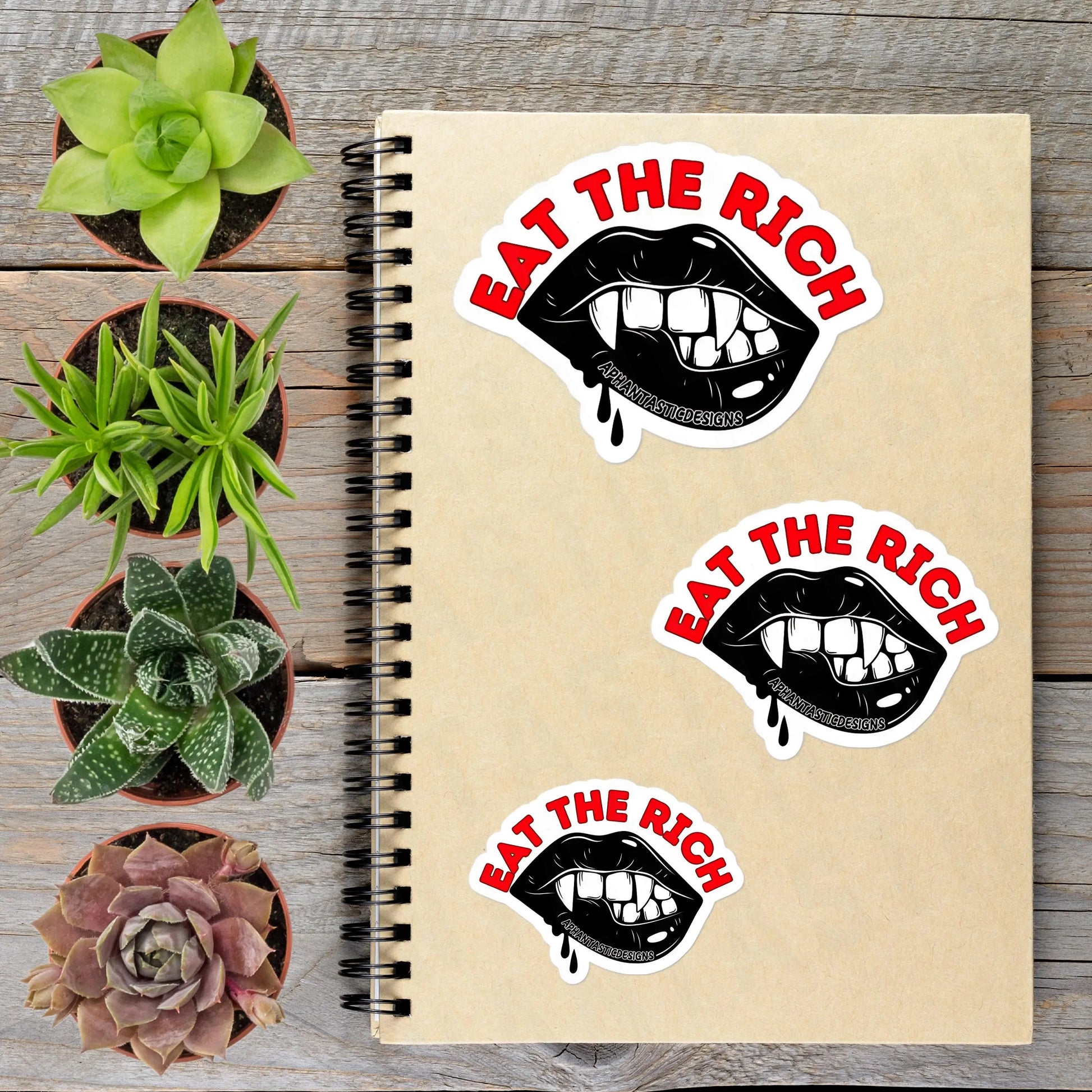 2-6 Inch Eat The Rich Vampire Political Protest Vinyl Sticker Aphantastic Designs