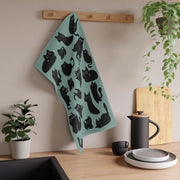 Cute Black Cat Print Cotton Tea Towel Paw Wipe Host Hostess Housewarming Birthday Gift Aphantastic Designs