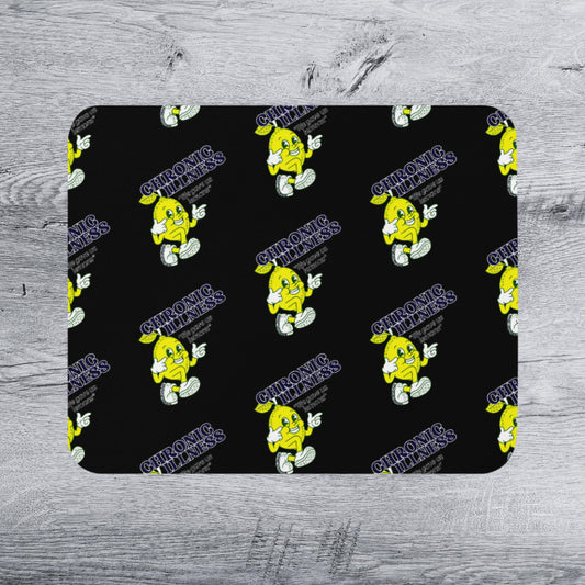 a repeating pattern of yellow cartoon characters with the text "Chronic Illness" written below them on a black background.