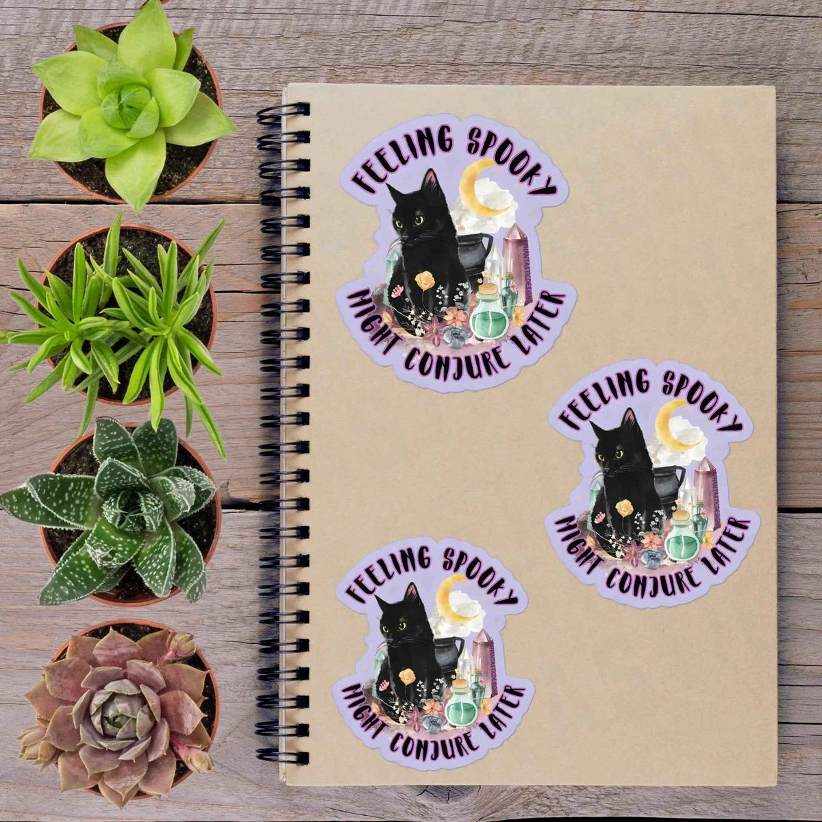 Feeling Spooky Black Cat Witchy Halloween Vinyl Sticker