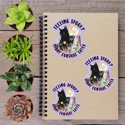Feeling Spooky Black Cat Witchy Halloween Vinyl Sticker