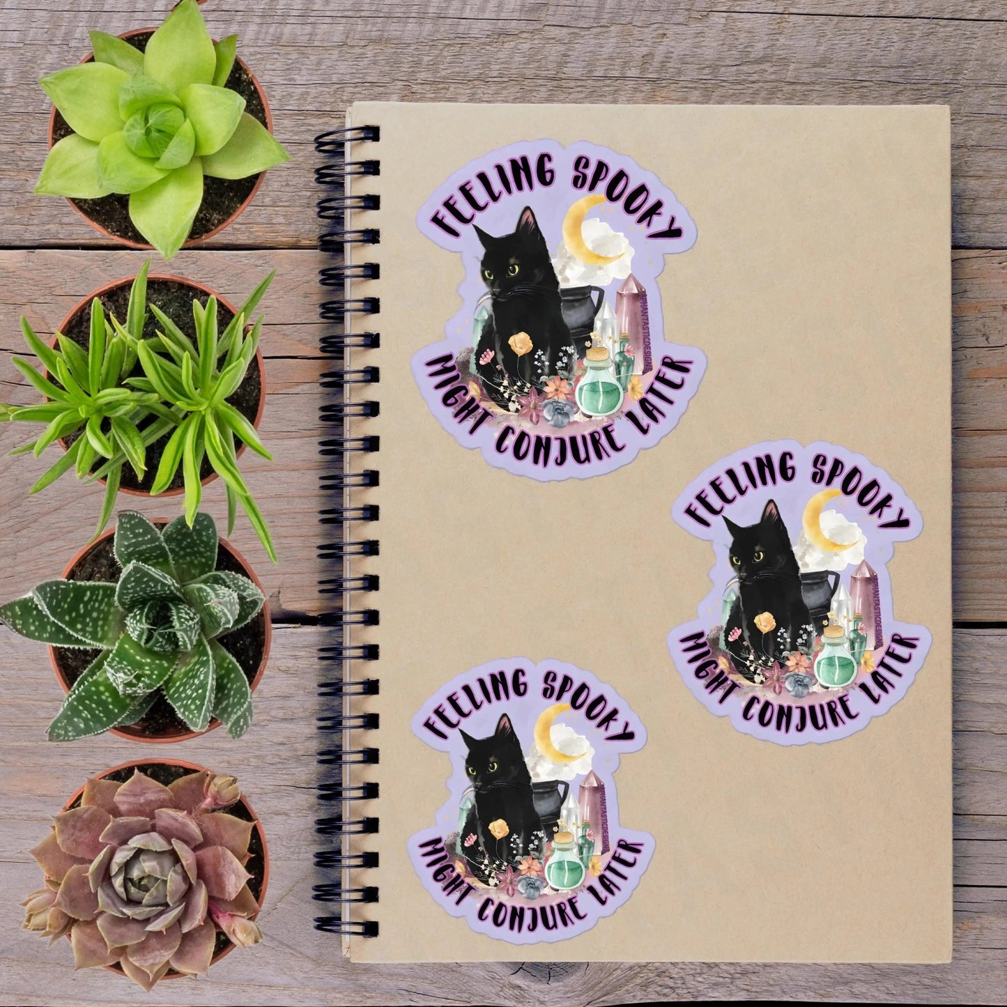 Feeling Spooky Black Cat Witchy Halloween Vinyl Sticker - Aphantastic Designs