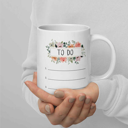 Floral Write In To Do List Dry Erase Marker Mug