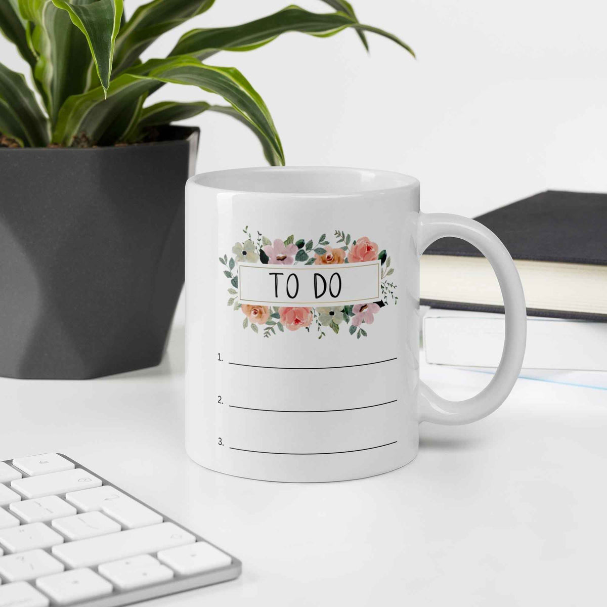 Floral Write In To Do List Dry Erase Marker Mug