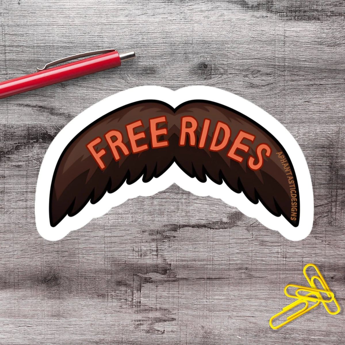 Free Rides Mustache Vinyl Sticker - Aphantastic Designs