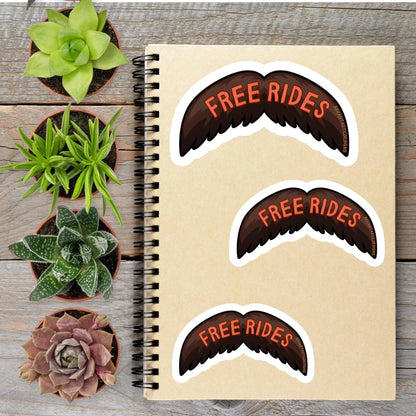 Free Rides Mustache Vinyl Sticker - Aphantastic Designs