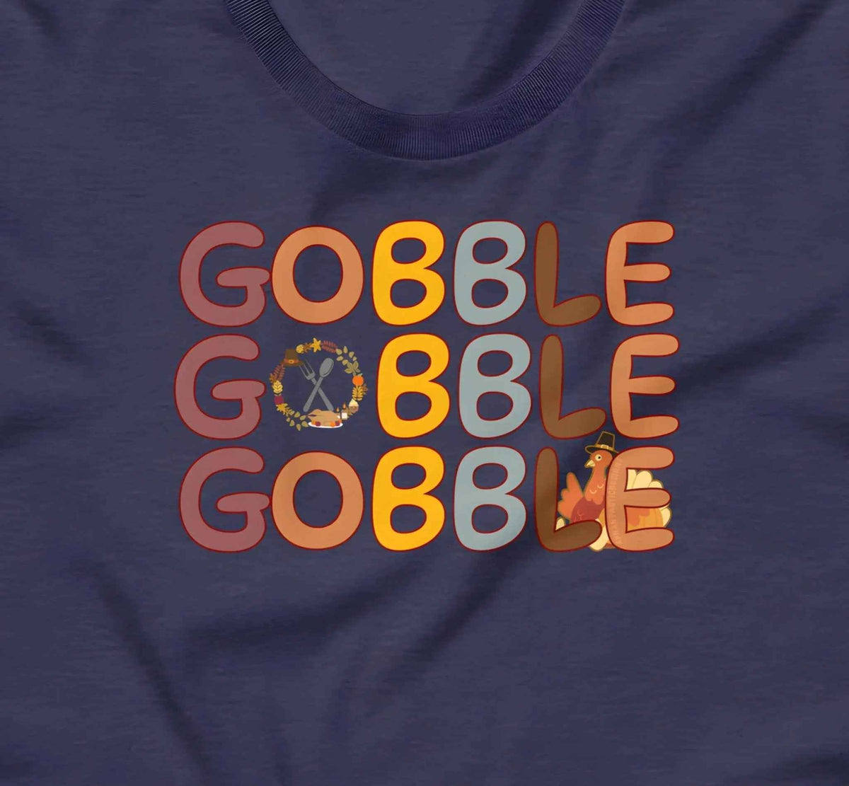 Gobble Thanksgiving Turkey Pumpkin T-Shirt | Baby Toddler Adult