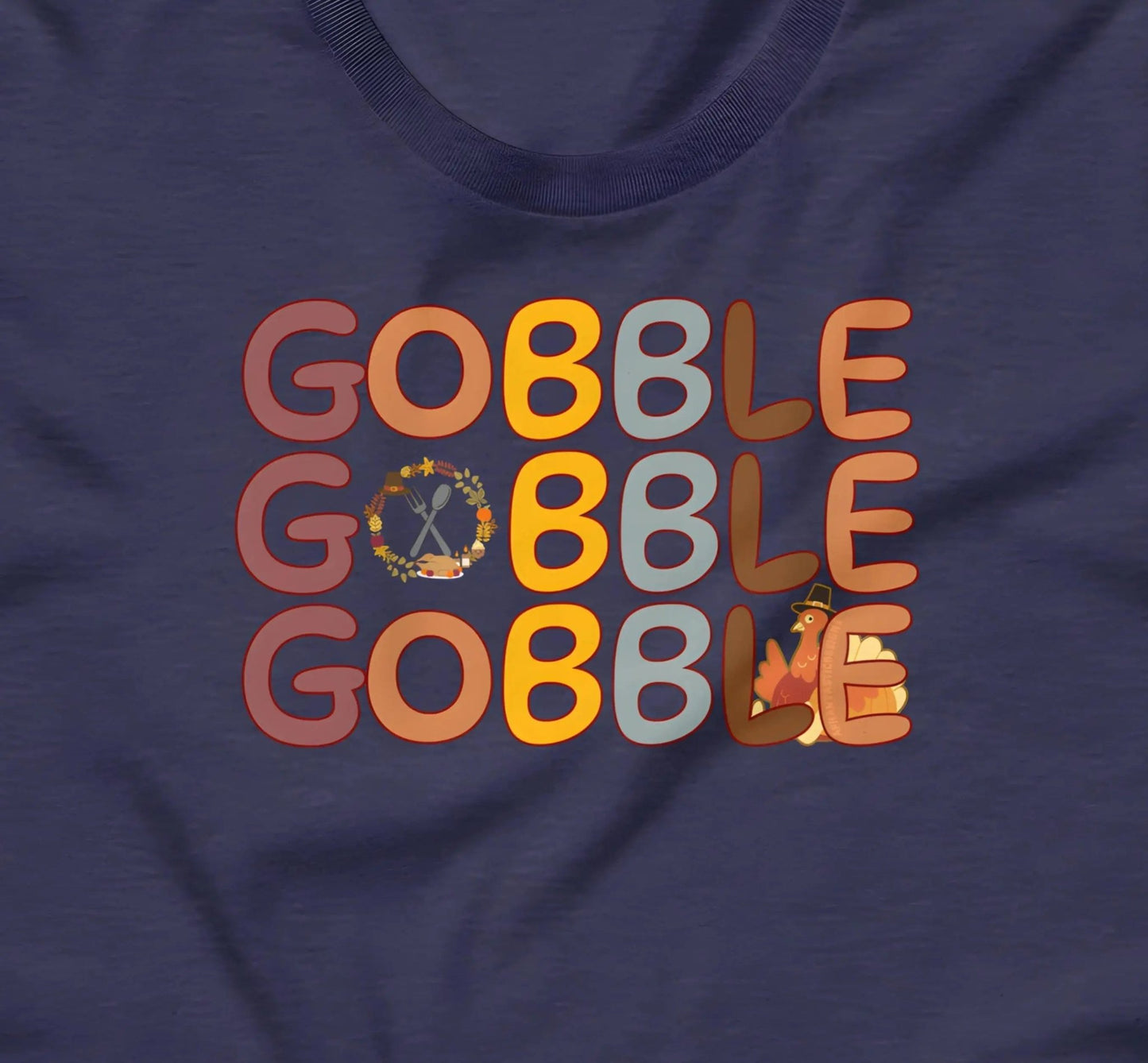 Gobble Thanksgiving Turkey Pumpkin T-Shirt | Baby Toddler Adult - Aphantastic Designs