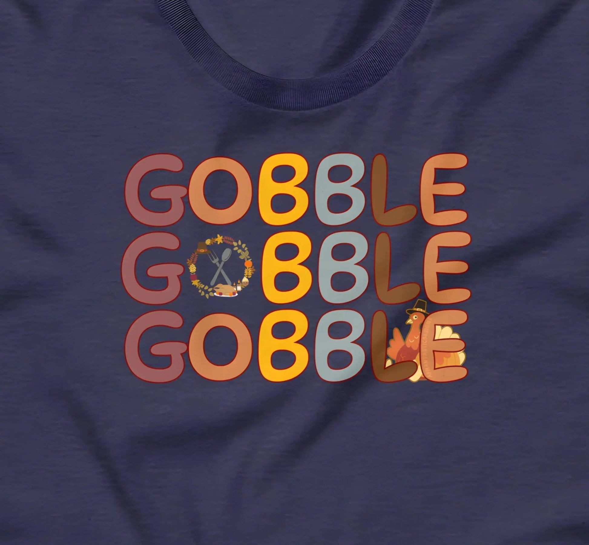 Gobble Thanksgiving Turkey Pumpkin T-Shirt | Baby Toddler Adult - Aphantastic Designs