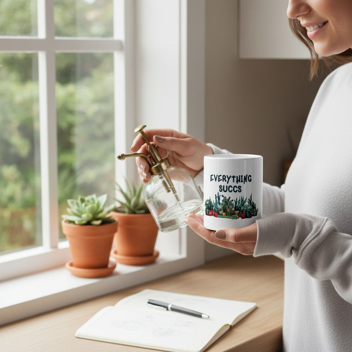 Good Days Are Made Everything Succs Succulent Mug | Ceramic, Dishwasher Safe, Left Handed - Aphantastic Designs