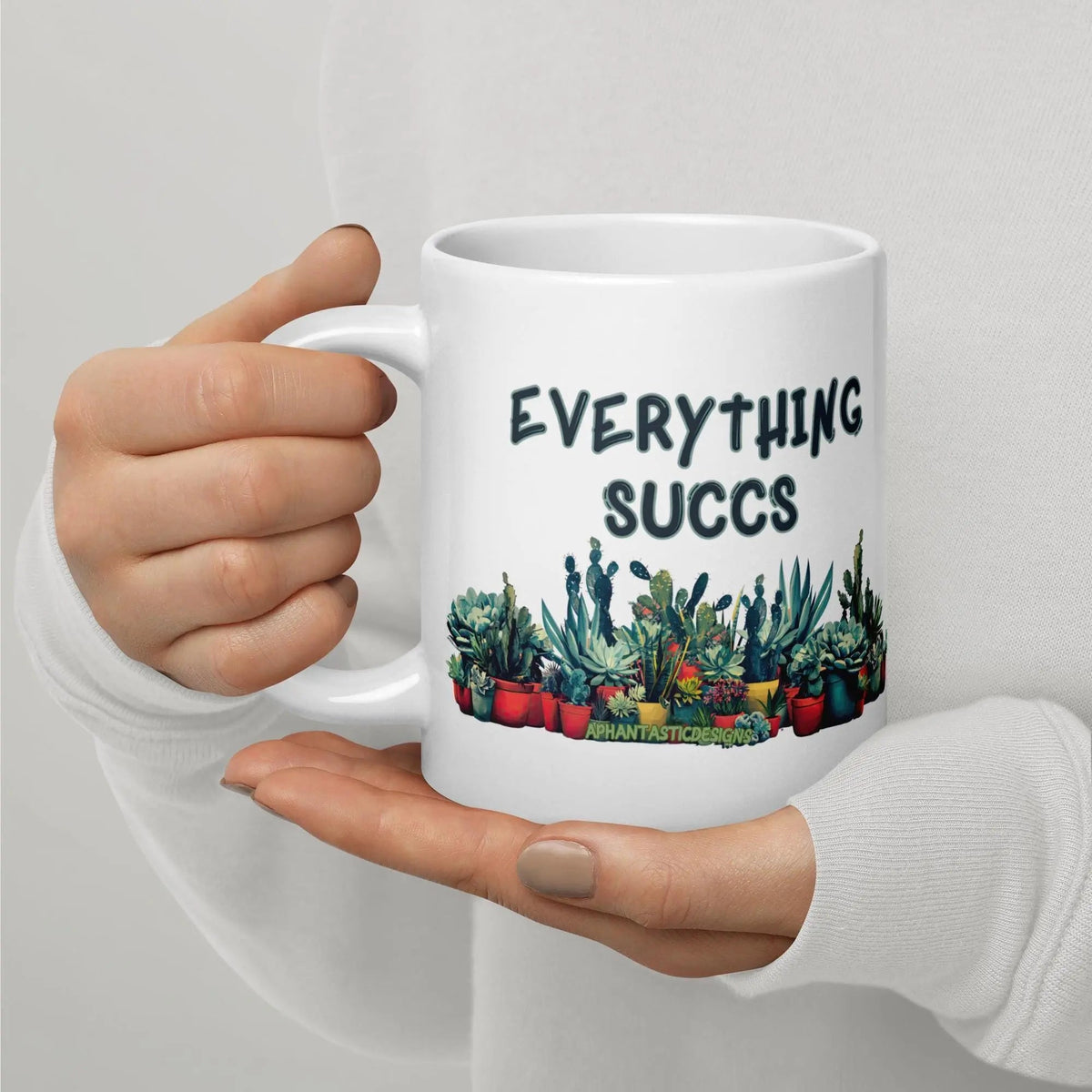 Good Days Are Made Everything Succs Succulent Mug | Ceramic, Dishwasher Safe, Left Handed - Aphantastic Designs