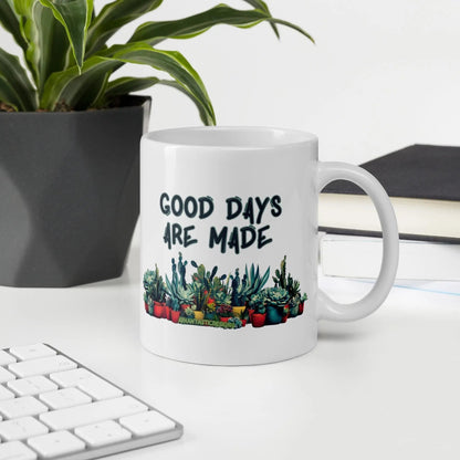 Good Days Are Made Everything Succs Succulent Mug | Ceramic, Dishwasher Safe, Left Handed - Aphantastic Designs