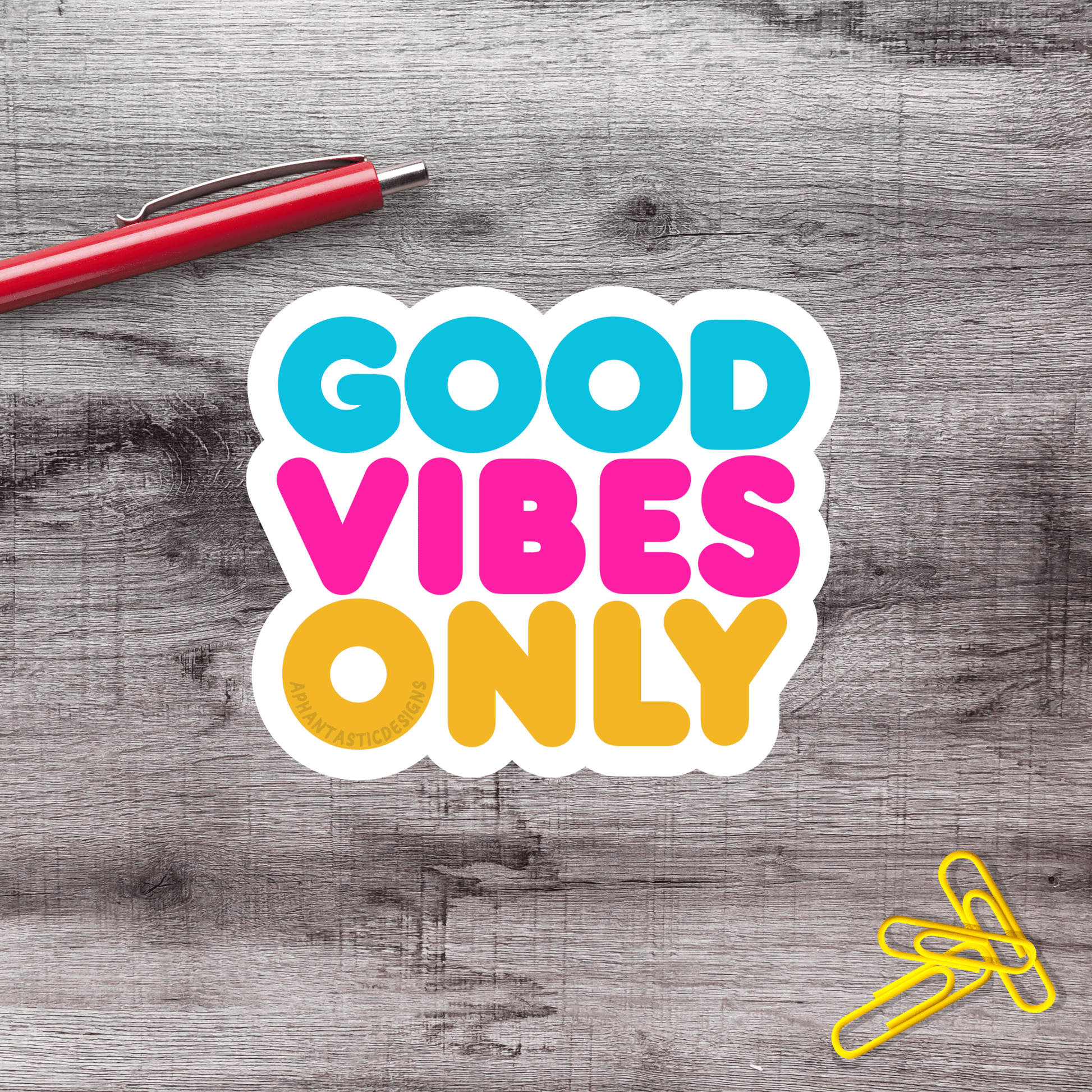 Good Vibes Only Vintage Style Vinyl Sticker - Aphantastic Designs