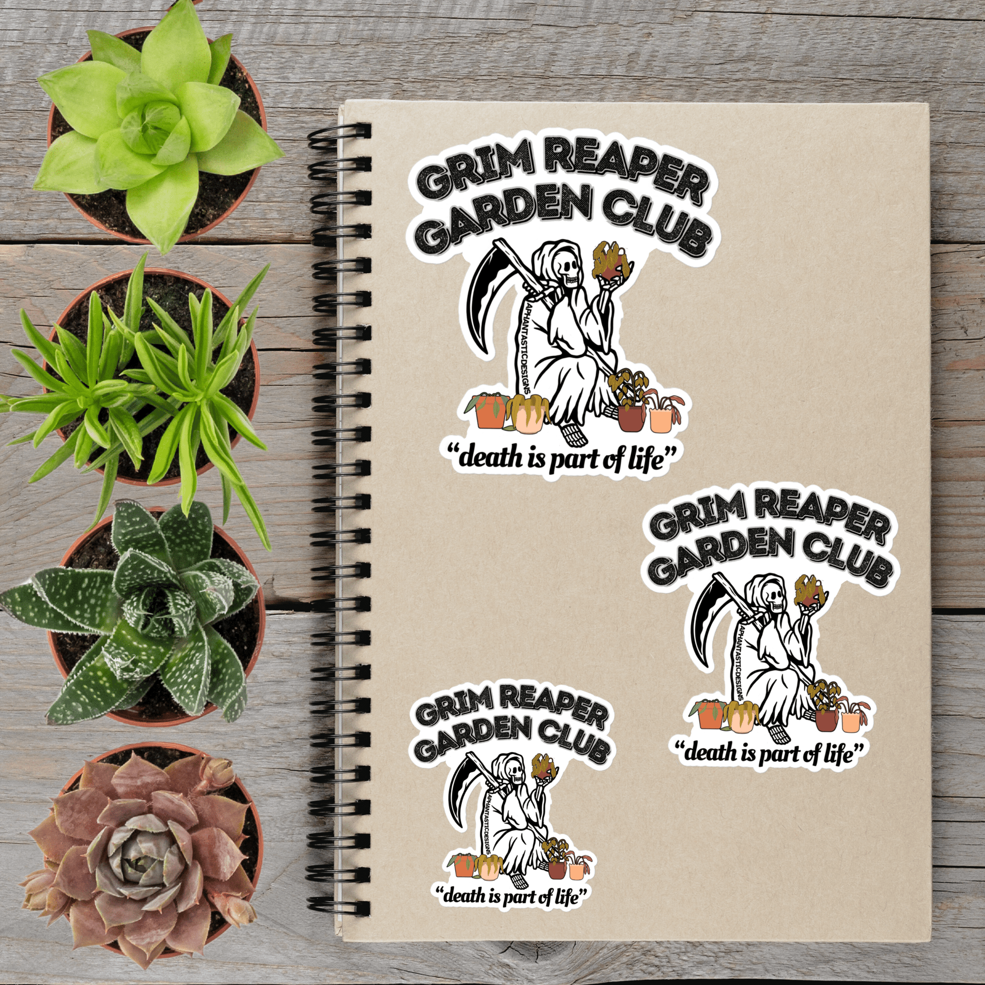 Grim Reaper Garden Club Vinyl Sticker - Aphantastic Designs