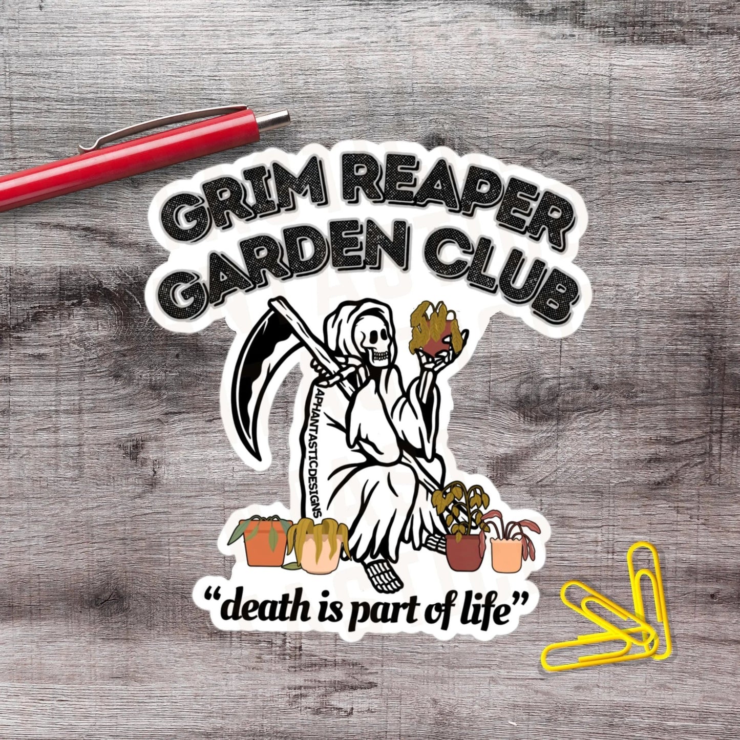 Grim Reaper Garden Club Vinyl Sticker - Aphantastic Designs