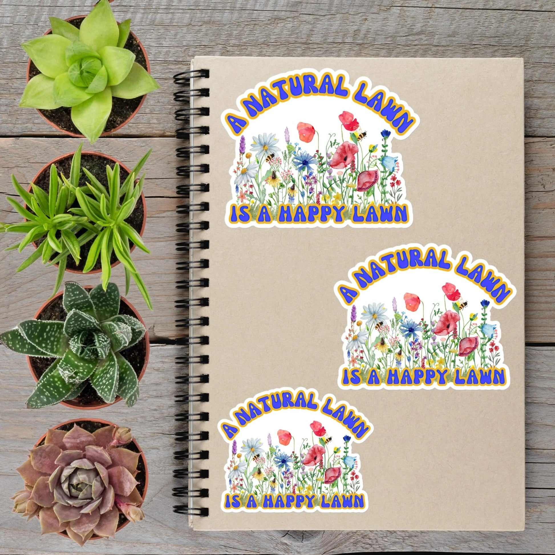 Happy Natural Lawn Feed The Bees Wildflower Biodiversity Vinyl Sticker - Aphantastic Designs