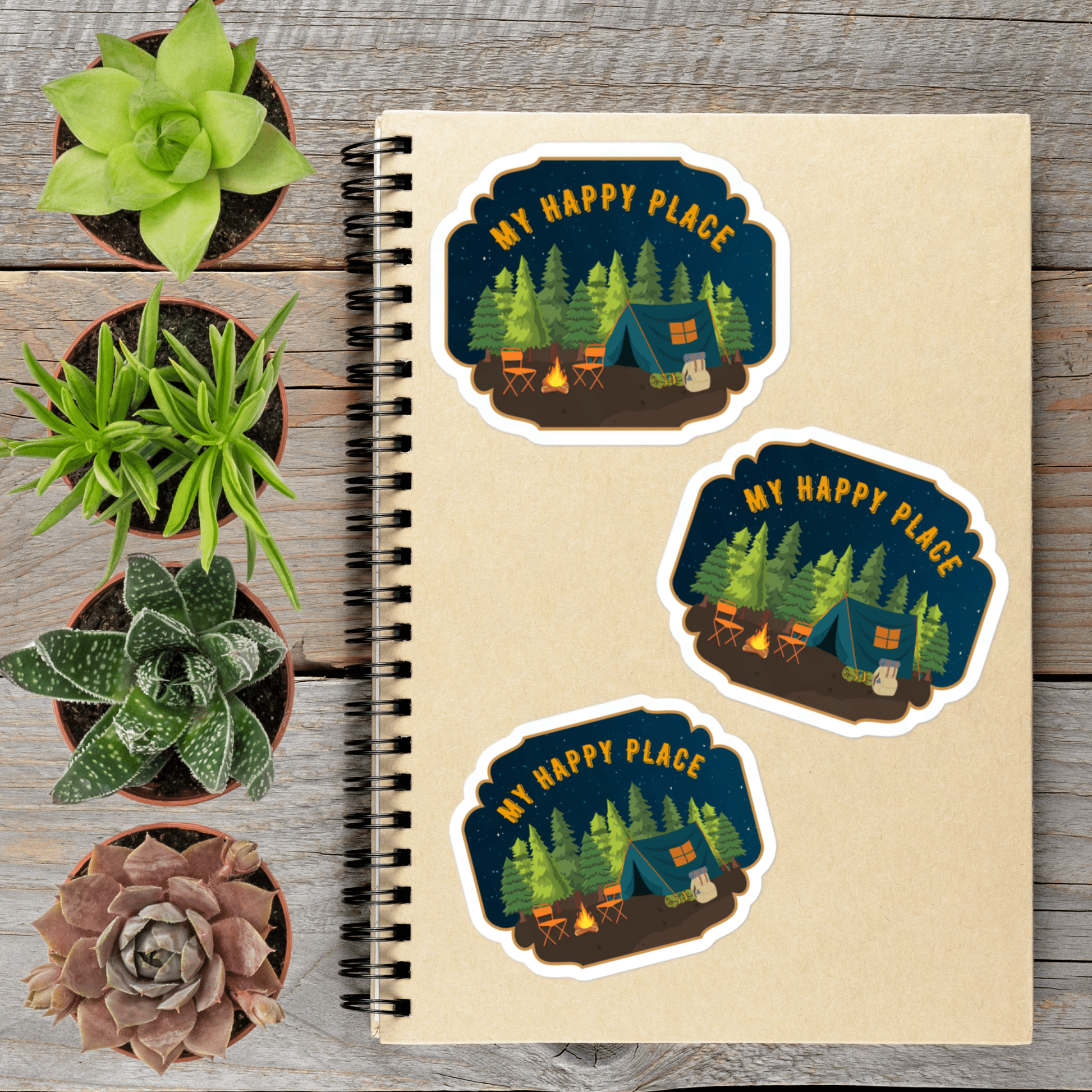 Happy Place Camping Vinyl Sticker - Aphantastic Designs
