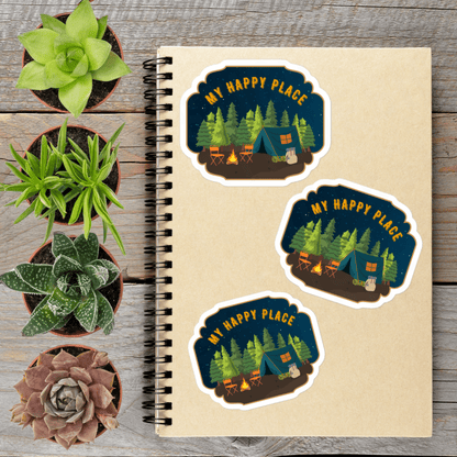 Happy Place Camping Vinyl Sticker - Aphantastic Designs