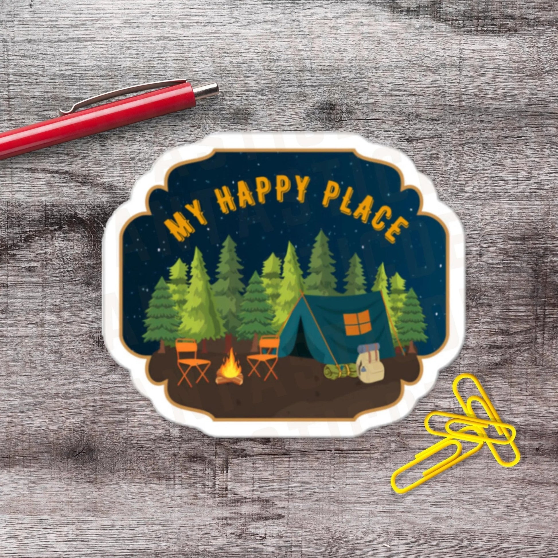 Happy Place Camping Vinyl Sticker - Aphantastic Designs
