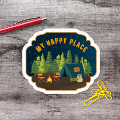 Happy Place Camping Vinyl Sticker - Aphantastic Designs
