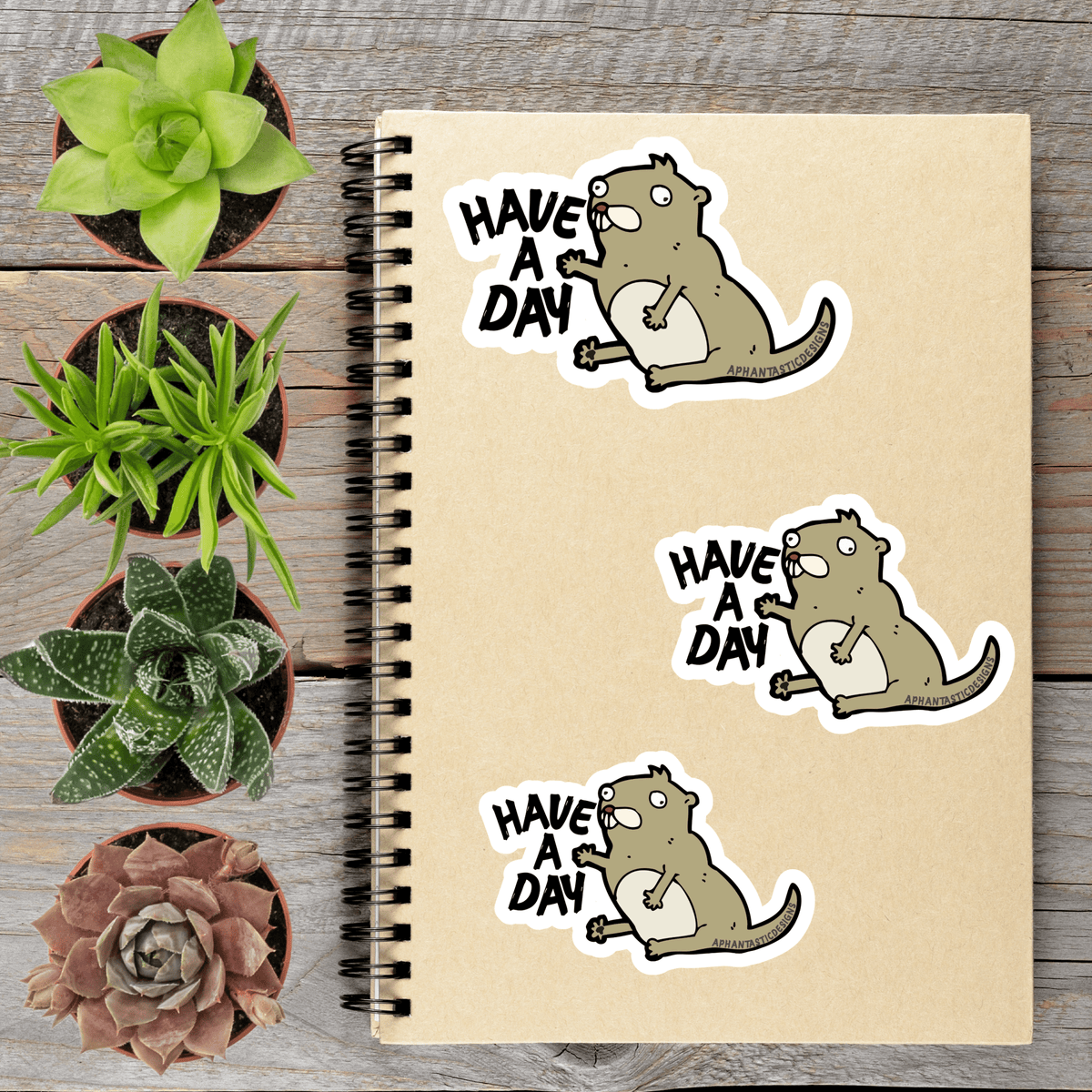 Have a Day Wonky Otter Vinyl Sticker - Aphantastic Designs