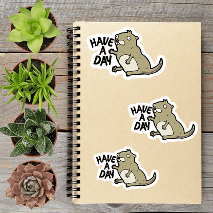 Have a Day Wonky Otter Vinyl Sticker - Aphantastic Designs