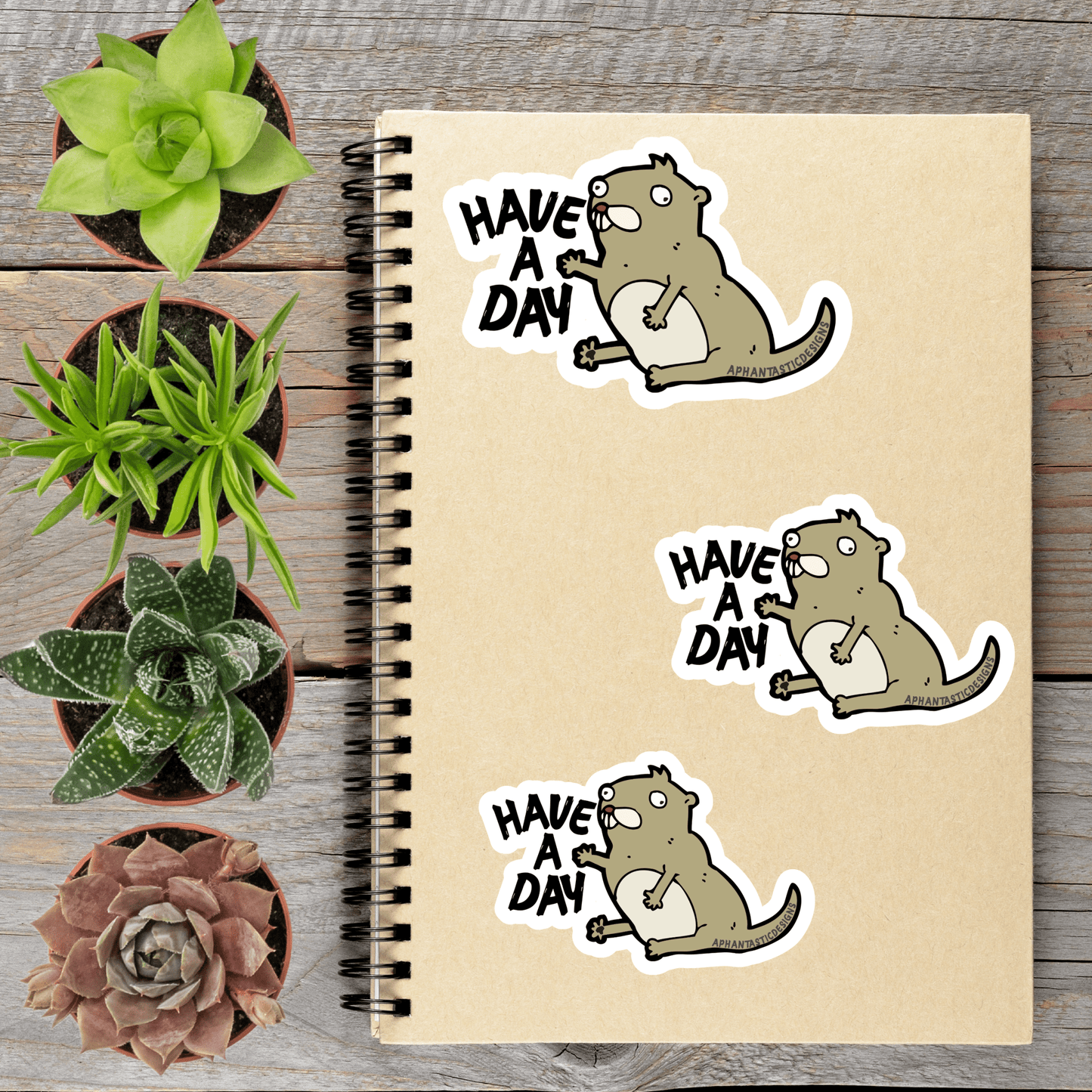 Have a Day Wonky Otter Vinyl Sticker - Aphantastic Designs