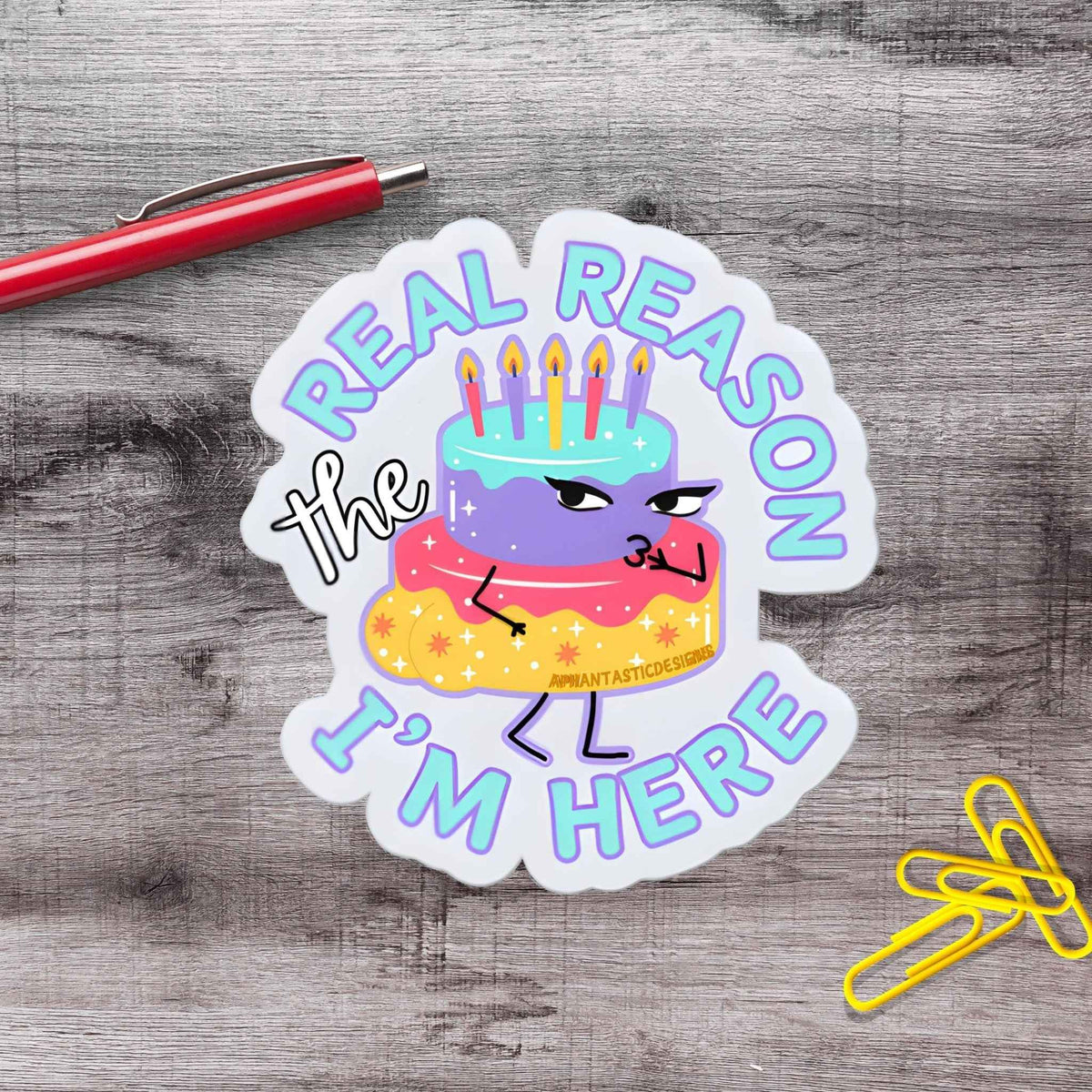 Here For The Thicc Cake Vinyl Sticker