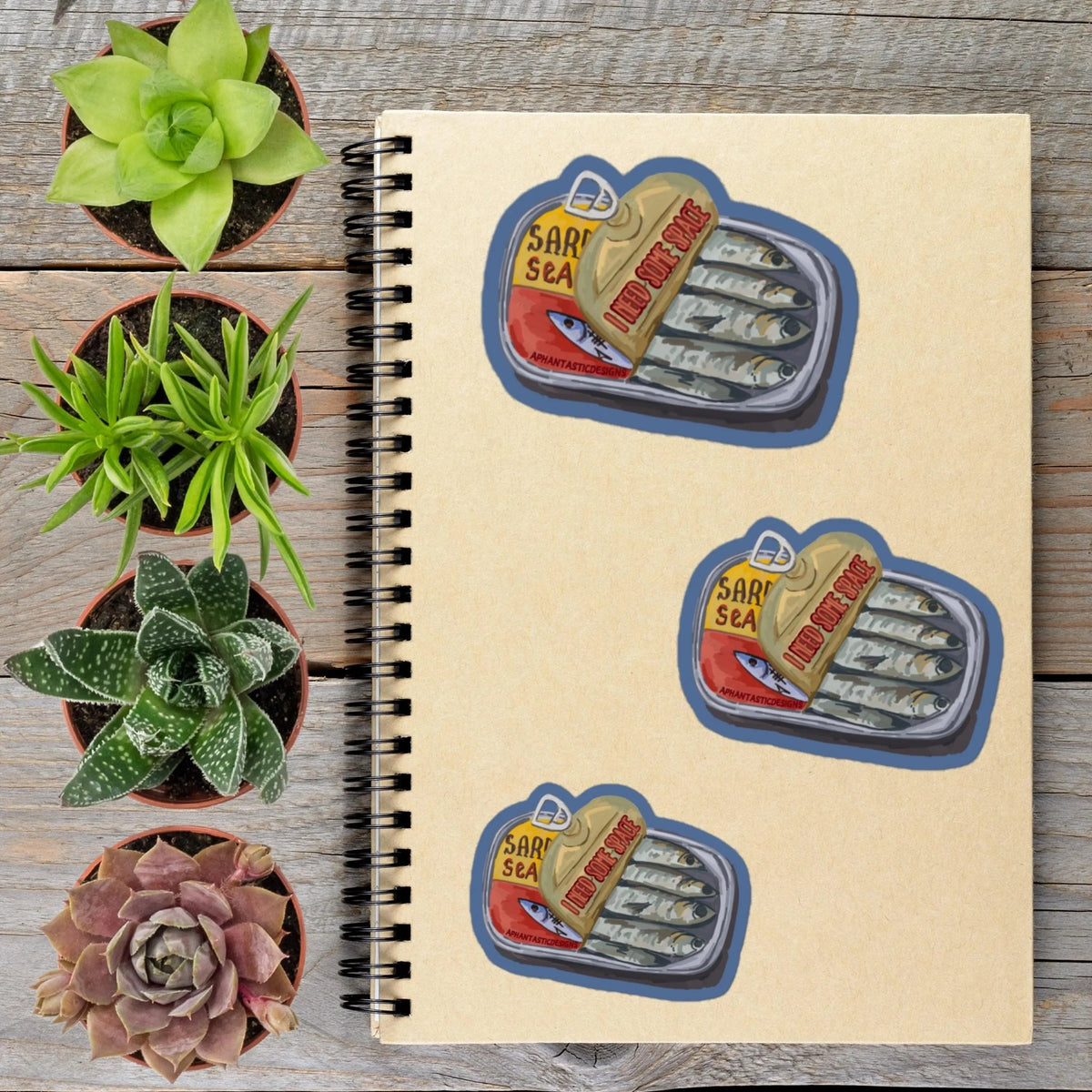 I Need Space Sardine Vinyl Sticker - Aphantastic Designs
