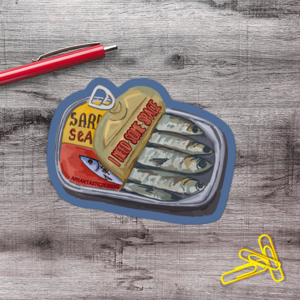 I Need Space Sardine Vinyl Sticker - Aphantastic Designs