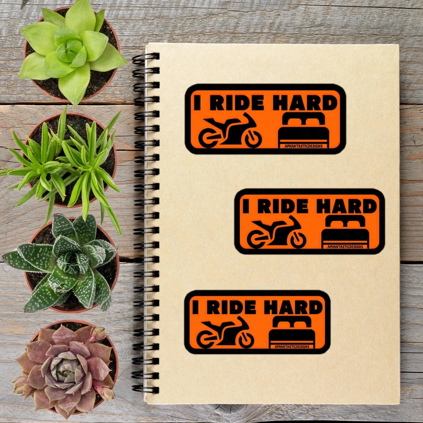 I Ride Hard Motorcycle Vinyl Sticker - Aphantastic Designs