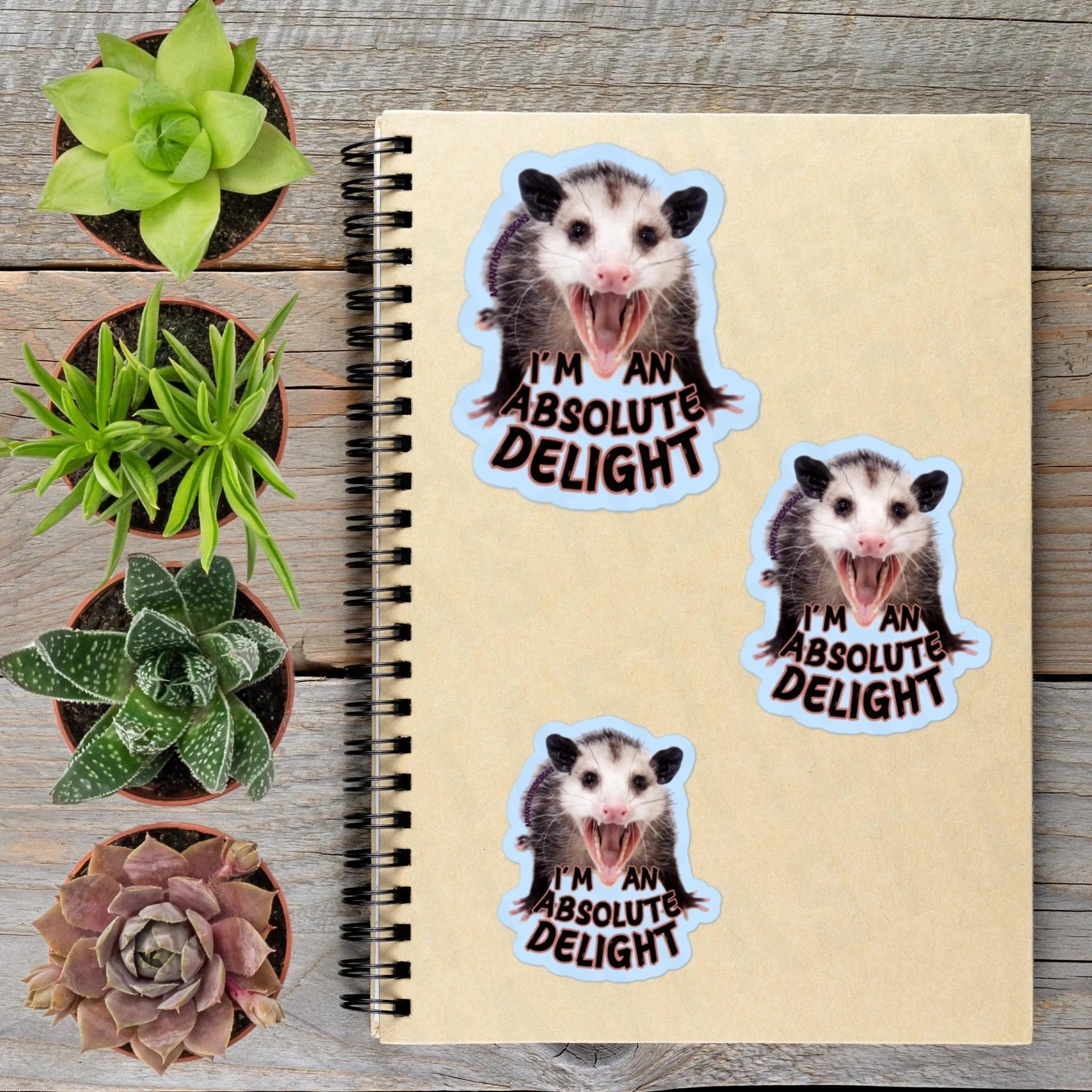 I'm an Absolute Delight Opossum Vinyl Sticker - Aphantastic Designs