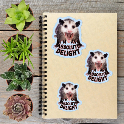 I'm an Absolute Delight Opossum Vinyl Sticker - Aphantastic Designs