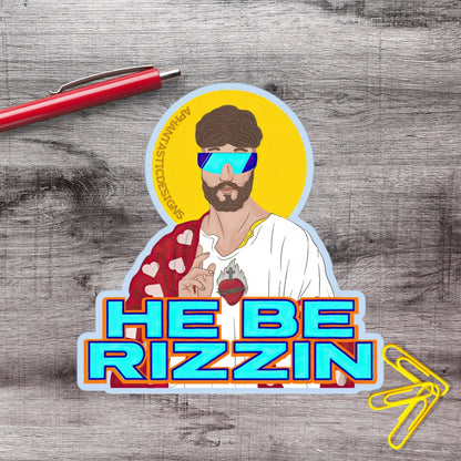 Jesus He Be Rizzin Gen Z Alpha Slang Vinyl Sticker - Aphantastic Designs