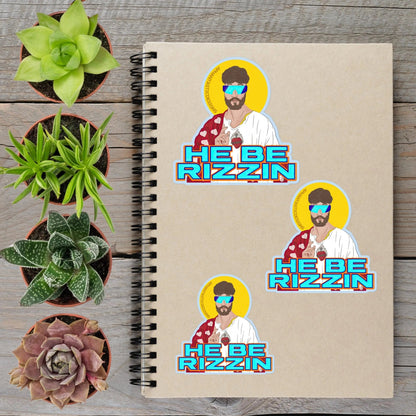 Jesus He Be Rizzin Gen Z Alpha Slang Vinyl Sticker - Aphantastic Designs