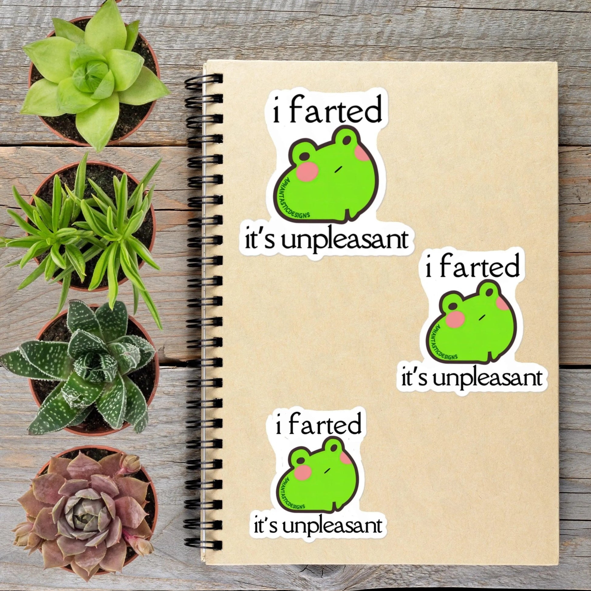 Kawaii Rude Fart Frog Vinyl Sticker - Aphantastic Designs