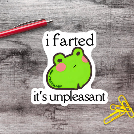 Kawaii Rude Fart Frog Vinyl Sticker - Aphantastic Designs