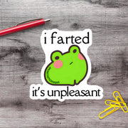 Kawaii Rude Fart Frog Vinyl Sticker - Aphantastic Designs