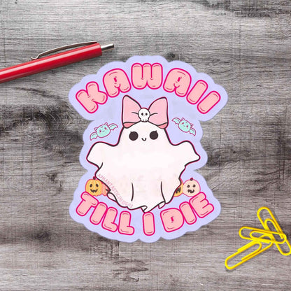 Kawaii Till I Die Ghost Witchy Halloween Vinyl Sticker