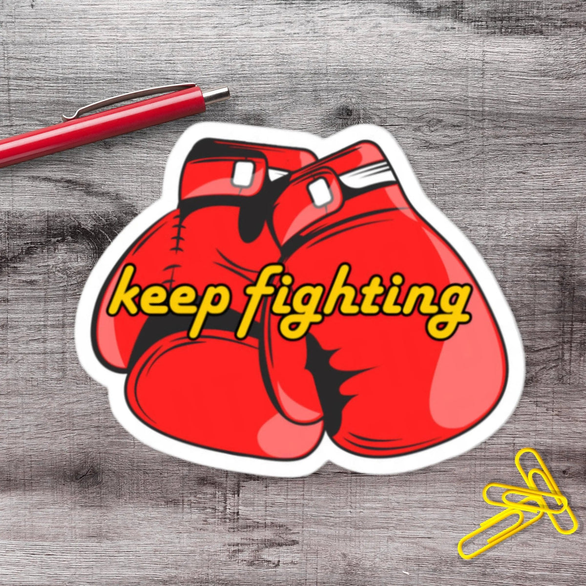 Keep Fighting Motivational Boxing Glove Vinyl Sticker - Aphantastic Designs