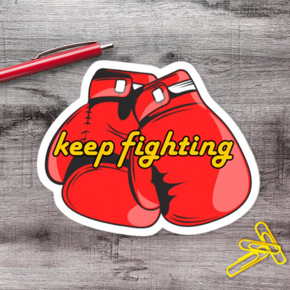 Keep Fighting Motivational Boxing Glove Vinyl Sticker - Aphantastic Designs