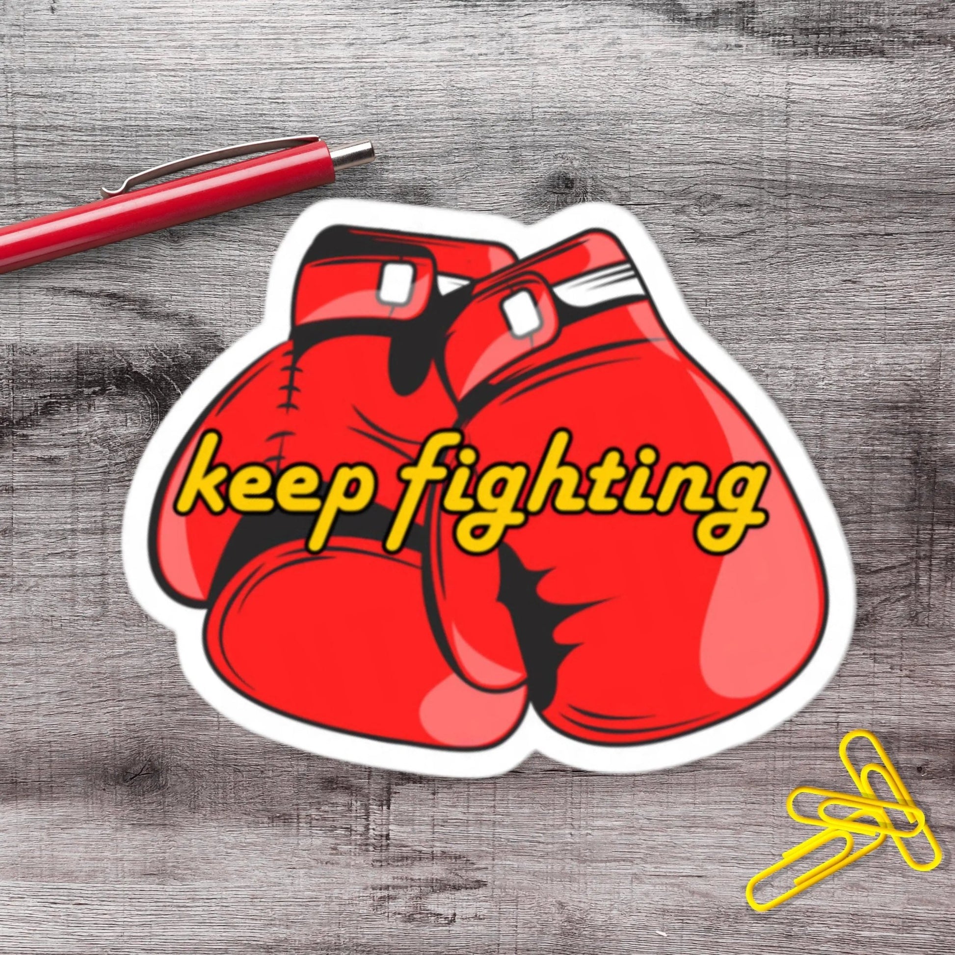 Keep Fighting Motivational Boxing Glove Vinyl Sticker - Aphantastic Designs