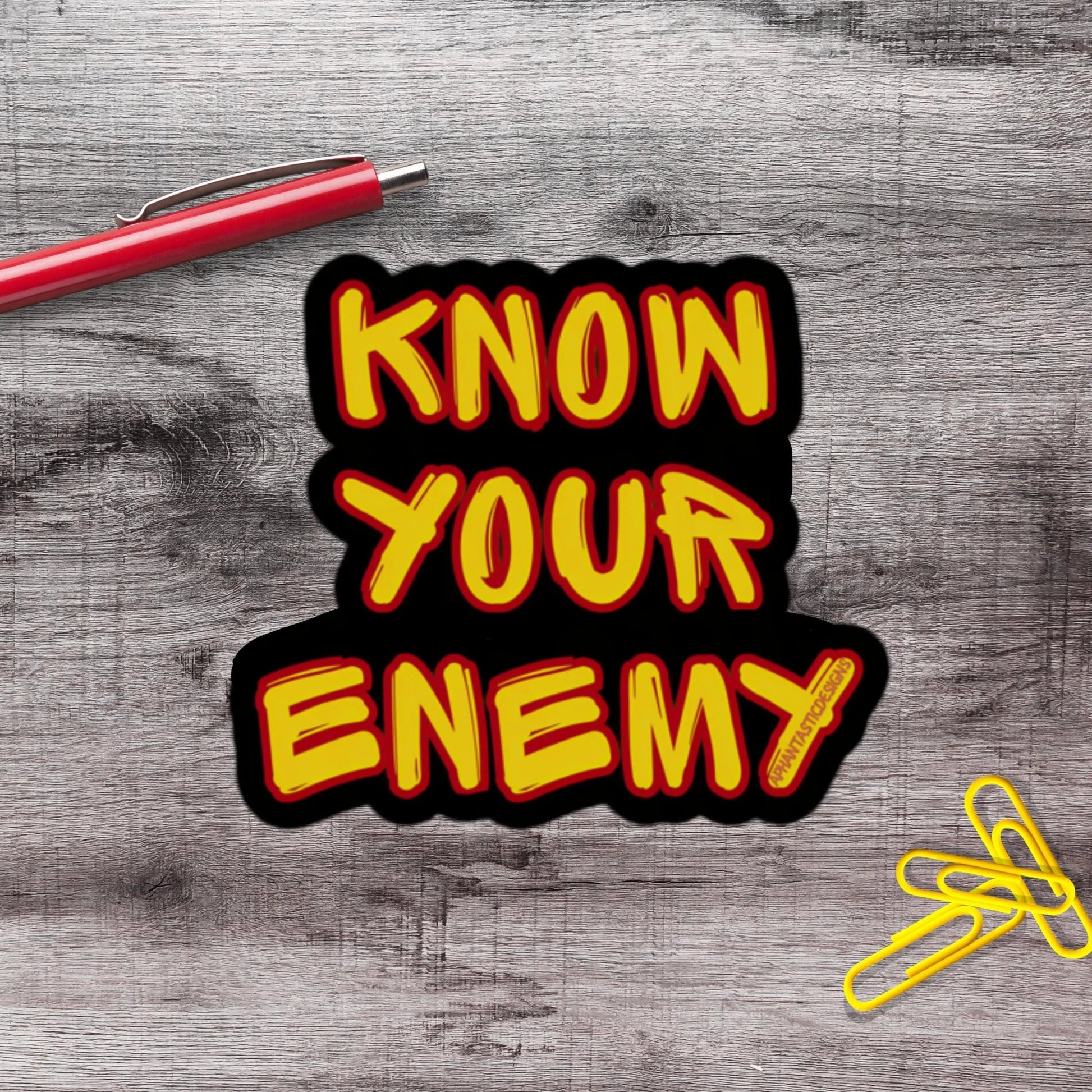 Know Your Enemy Y2K Punk Political Protest Vinyl Sticker - Aphantastic Designs