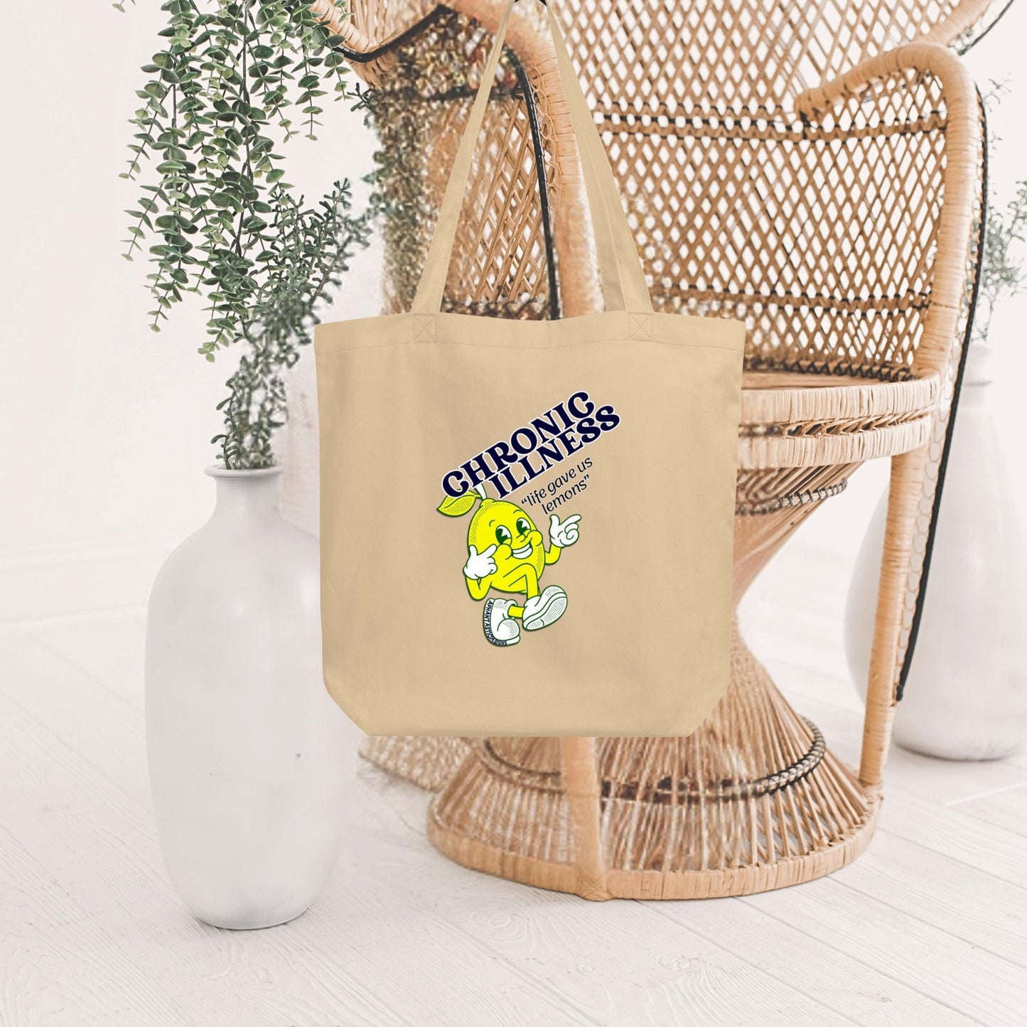 Lemon Chronic Illness Organic Cotton Tote Bag - Aphantastic Designs