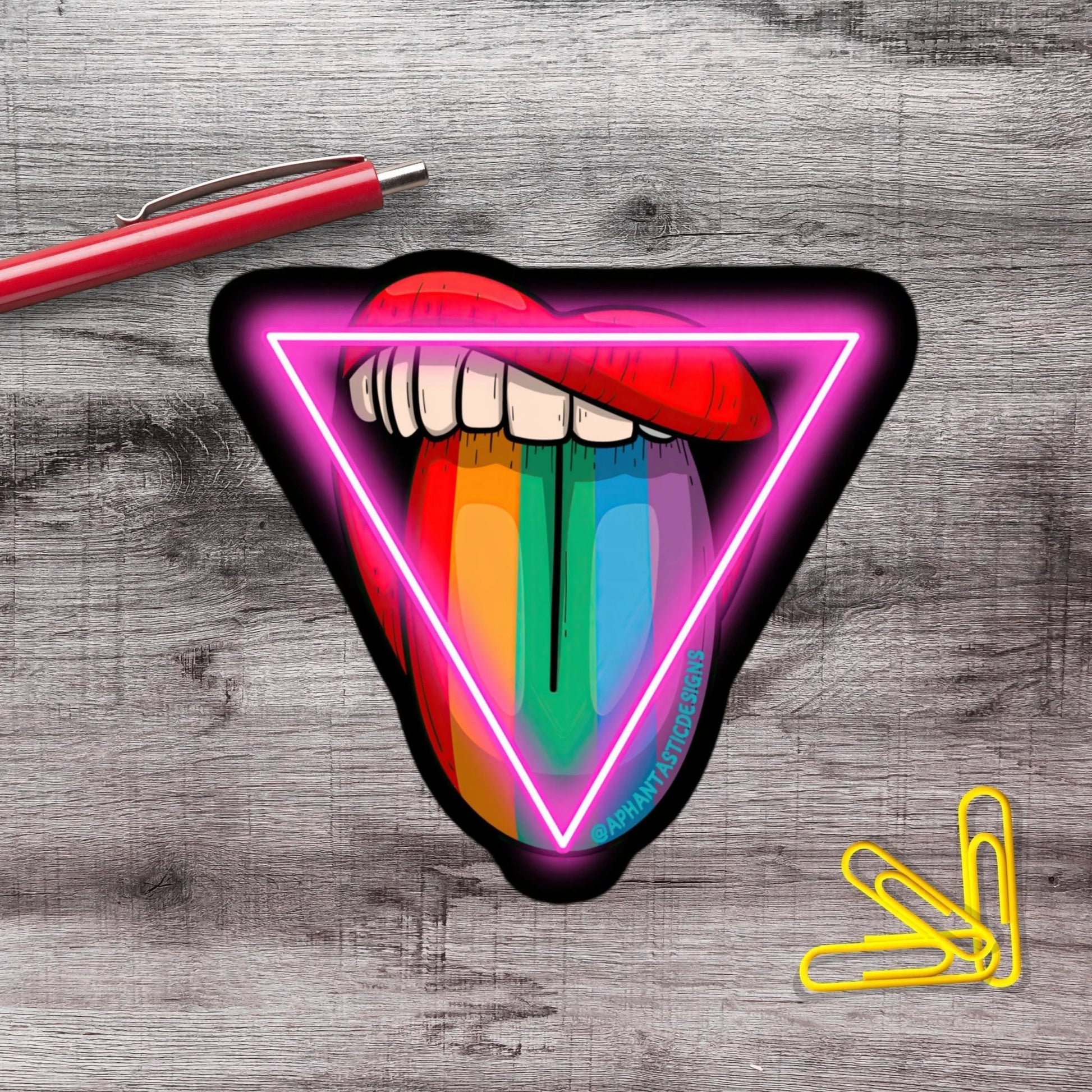 LGBTQ Bi Rainbow Tongue Vinyl Sticker - Aphantastic Designs