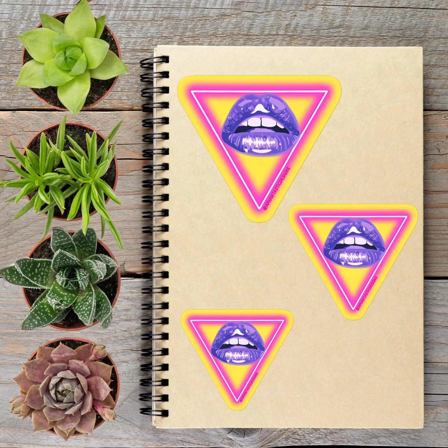 LGBTQ Lesbian Bi Pride Pink Yellow Triangle Vinyl Sticker - Aphantastic Designs