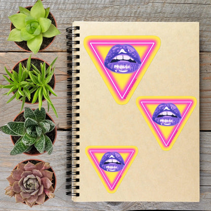 LGBTQ Lesbian Bi Pride Pink Yellow Triangle Vinyl Sticker - Aphantastic Designs