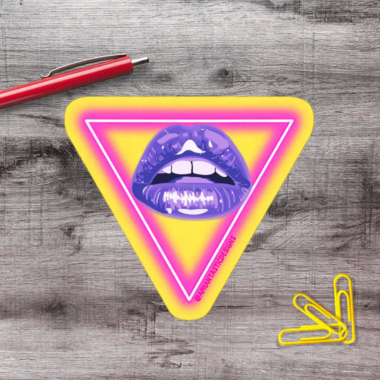 LGBTQ Lesbian Bi Pride Pink Yellow Triangle Vinyl Sticker - Aphantastic Designs