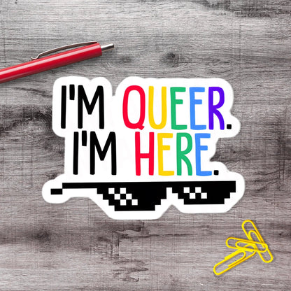 LGBTQ Pride I'm Queer I'm Here Get Over It Vinyl Sticker - Aphantastic Designs