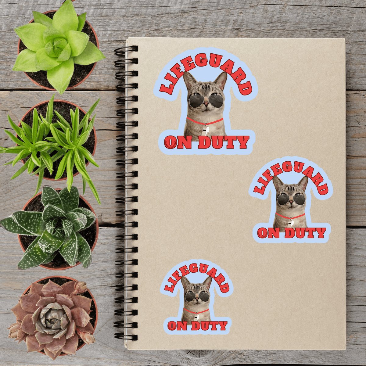 Lifeguard Cat On Duty Vinyl Sticker - Aphantastic Designs